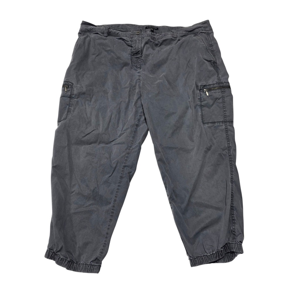Eileen Fisher Cargo Pants Womens XL Gray Cotton Tencel Blend Cropped